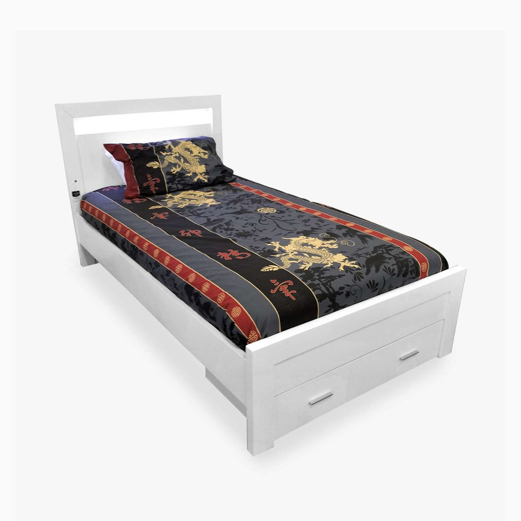 Cambridge LED Light Bedframe with Drawer and USB Port in Malaga Perth Western Australia Headboard Single Double King Queen Size