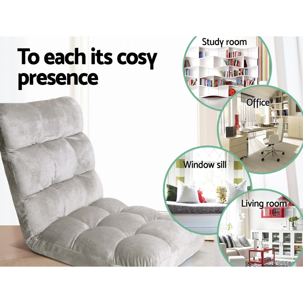 Lounge Sofa Floor Recliner Futon Chaise Folding Couch Grey in Malaga Perth Western Australia