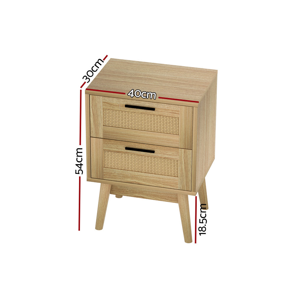Bedside Tables Rattan 2 Drawers Side Table Nightstand Storage Cabinet in Malaga Perth Western Australia