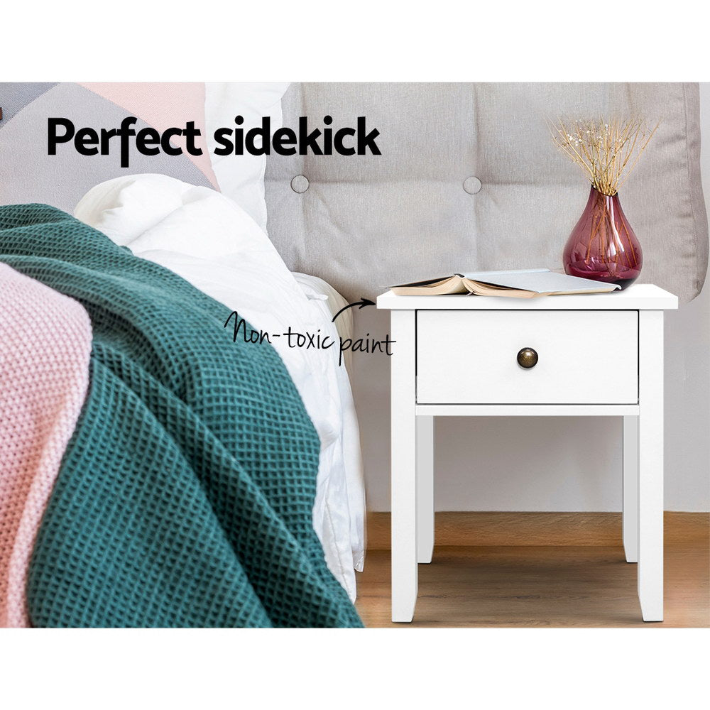 Bedside Tables Drawer Side Table Nightstand White Storage Cabinet White Lamp Bedroom in Malaga Perth Western Australia