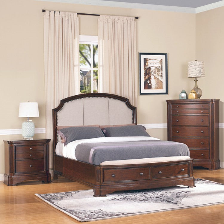 Chateaux Wood Bedframe with Faux Leather Padded Headboard and Storage Drawers Perth Australia