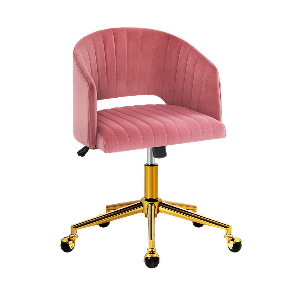 Velvet Office Chair Executive Computer Chair Adjustable Armchair Work Study Pink in Malaga Perth Western Australia