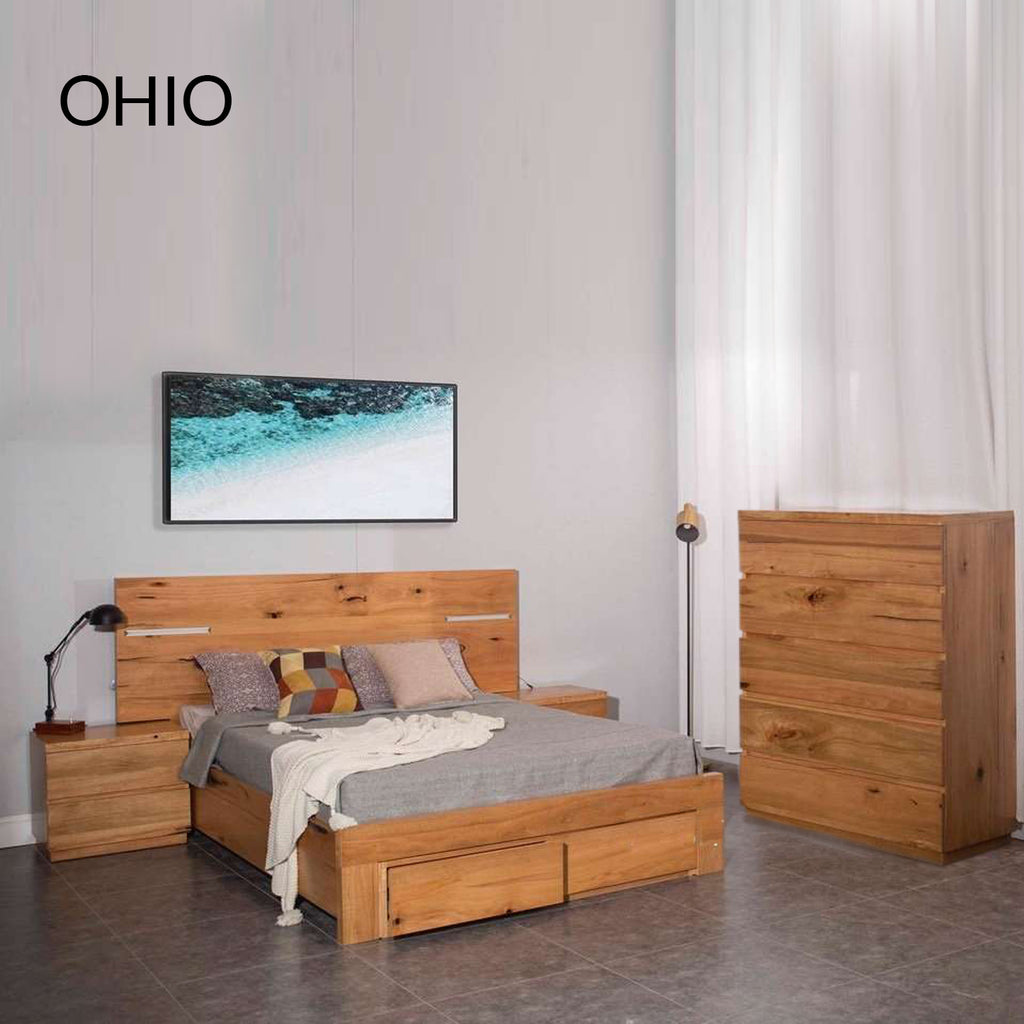 Ohio Bedframe Bedside Table 4 Sets Underbed Storage Bed in Malaga Perth Western Australia drawer bedside tables Queen King