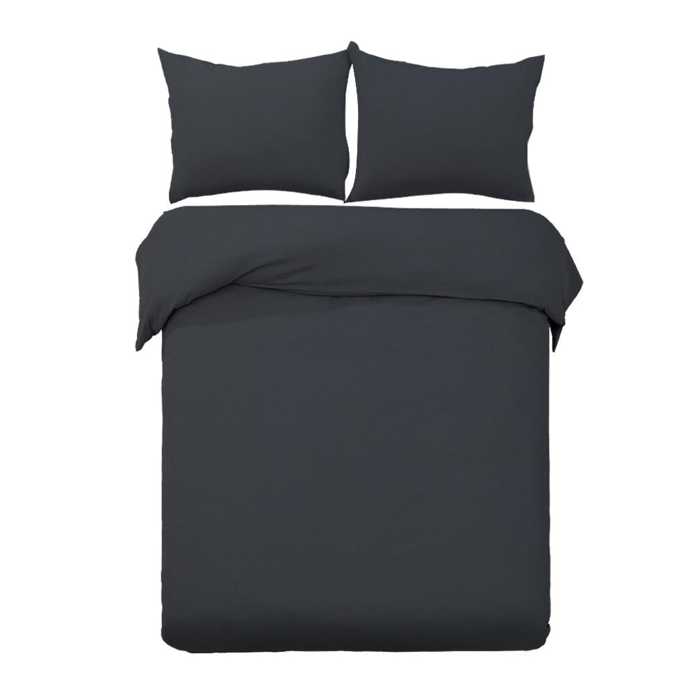 Giselle 3-piece Cotton Quilt Cover Set Queen Bed Duvet Doona Cover Hotel Black in Malaga Perth Western Australia