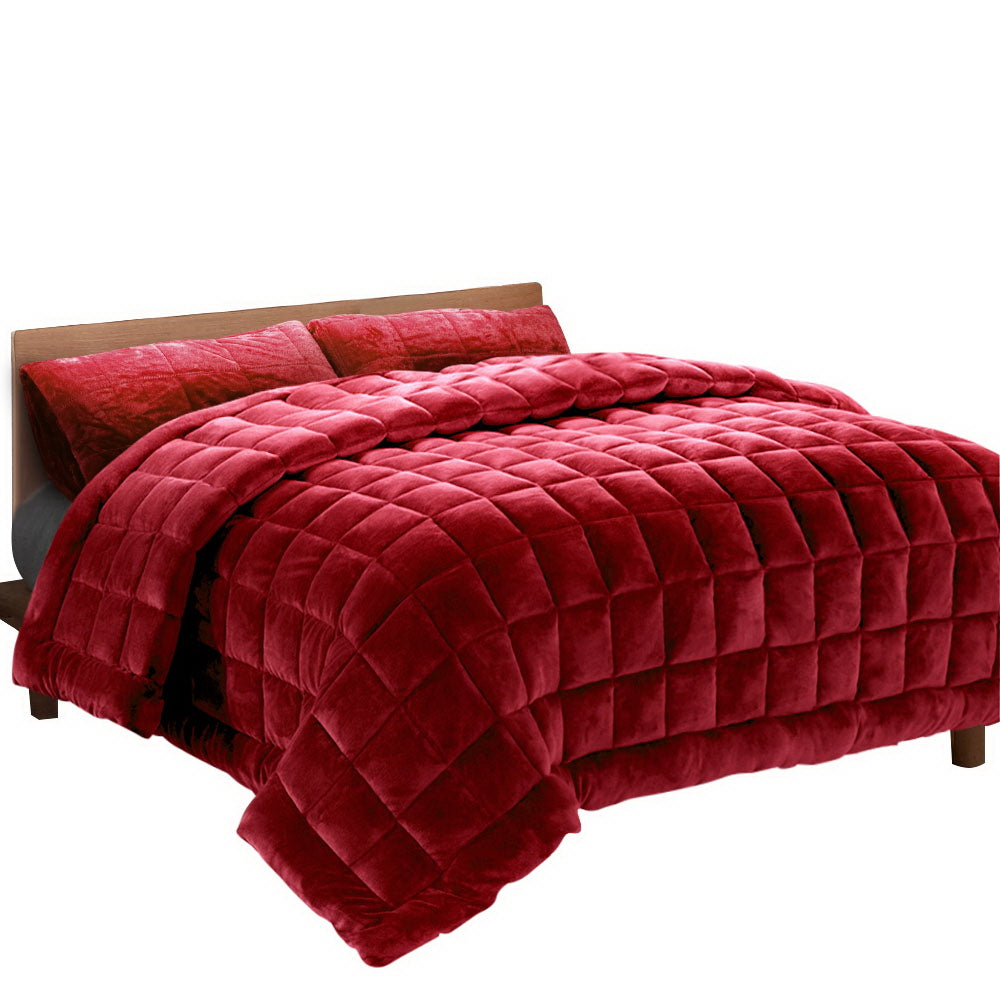 Bedding Faux Mink Quilt Super King Burgundy Comfort Bed in Malaga Perth Western Australia