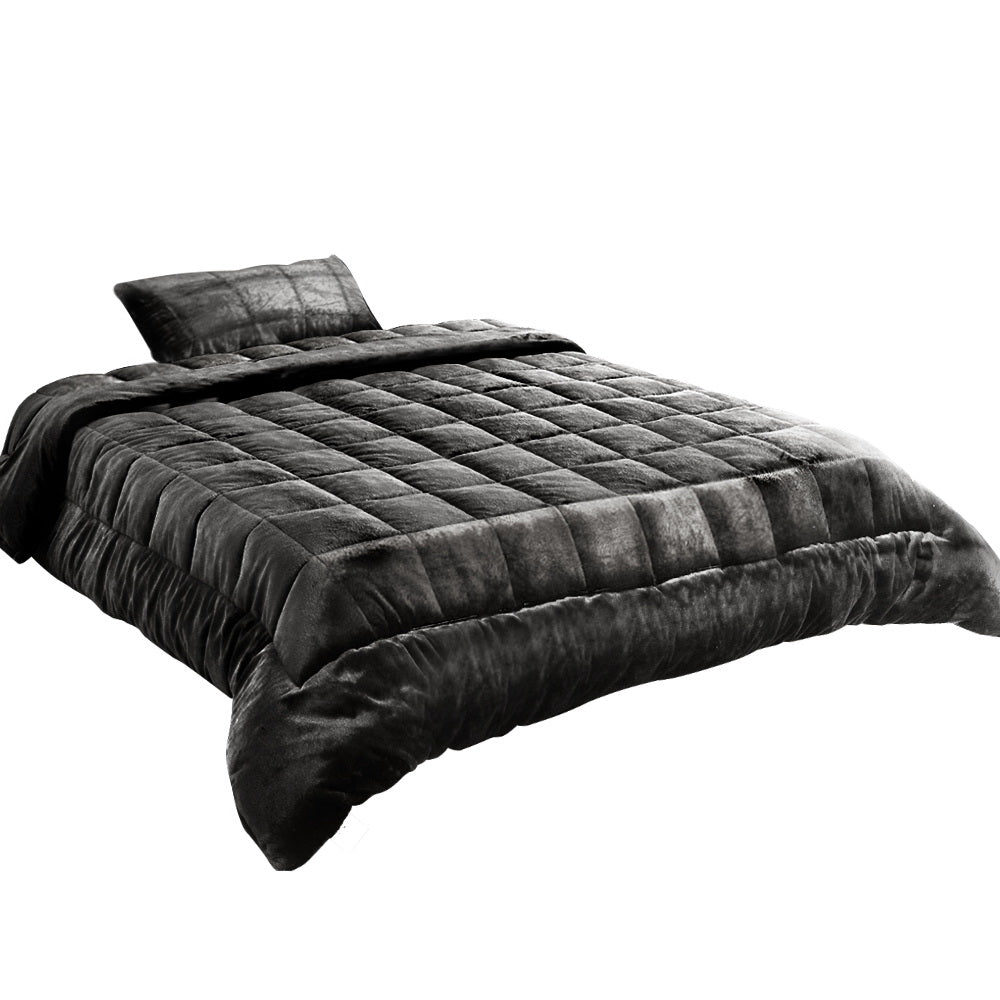 Bedding Faux Mink Quilt Single Size Charcoal Comfort Bed in Malaga Perth Western Australia