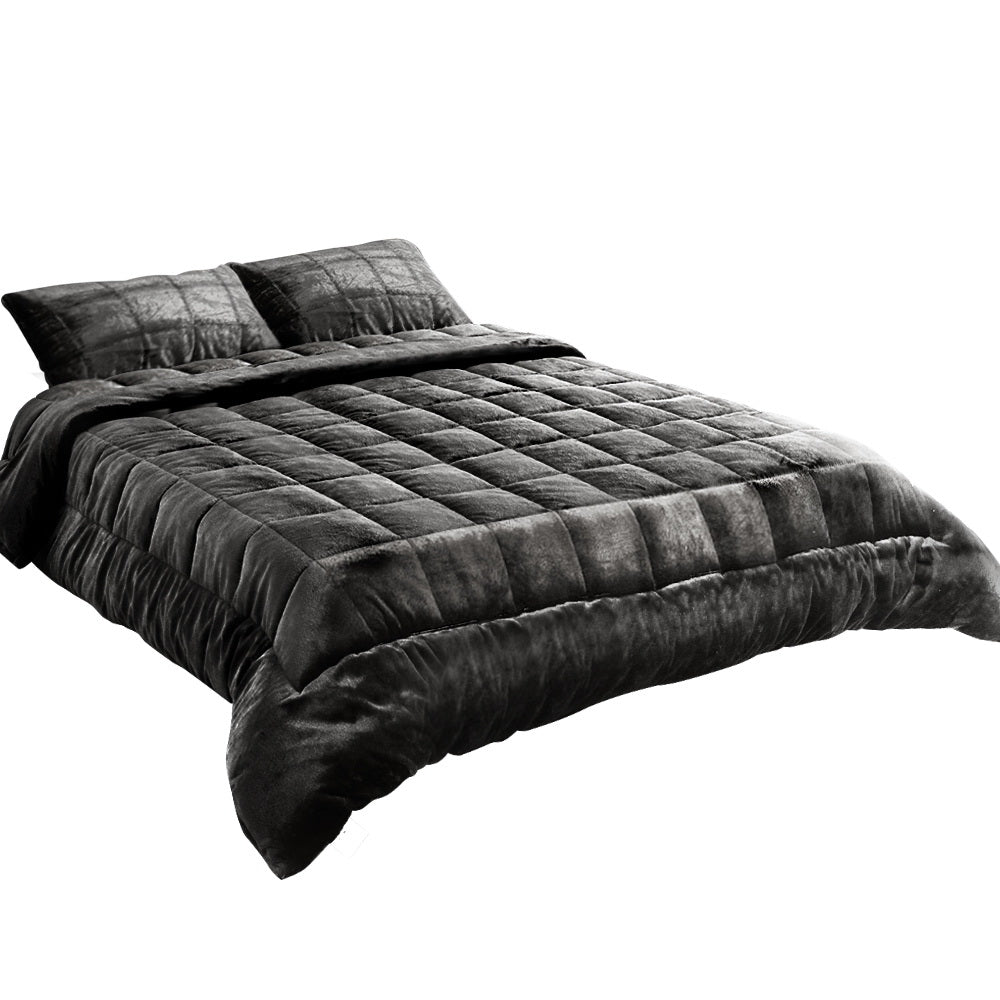 Bedding Faux Mink Quilt Super King Charcoal Comfort Bed in Malaga Perth Western Australia