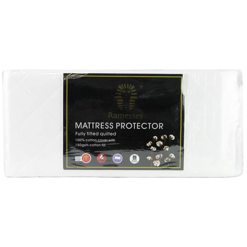 Ramesses 100% Cotton Fitted Quilted Mattress Protector in Malaga Perth Western Australia Hypoallergenic Single Double Queen King