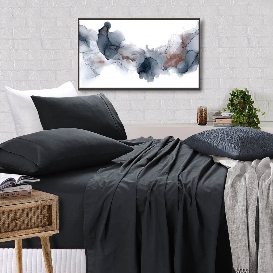 Linen 100% Egyptian Cotton Vintage Washed Charcoal Queen Bed Sheets Set in Malaga Perth Western Australia