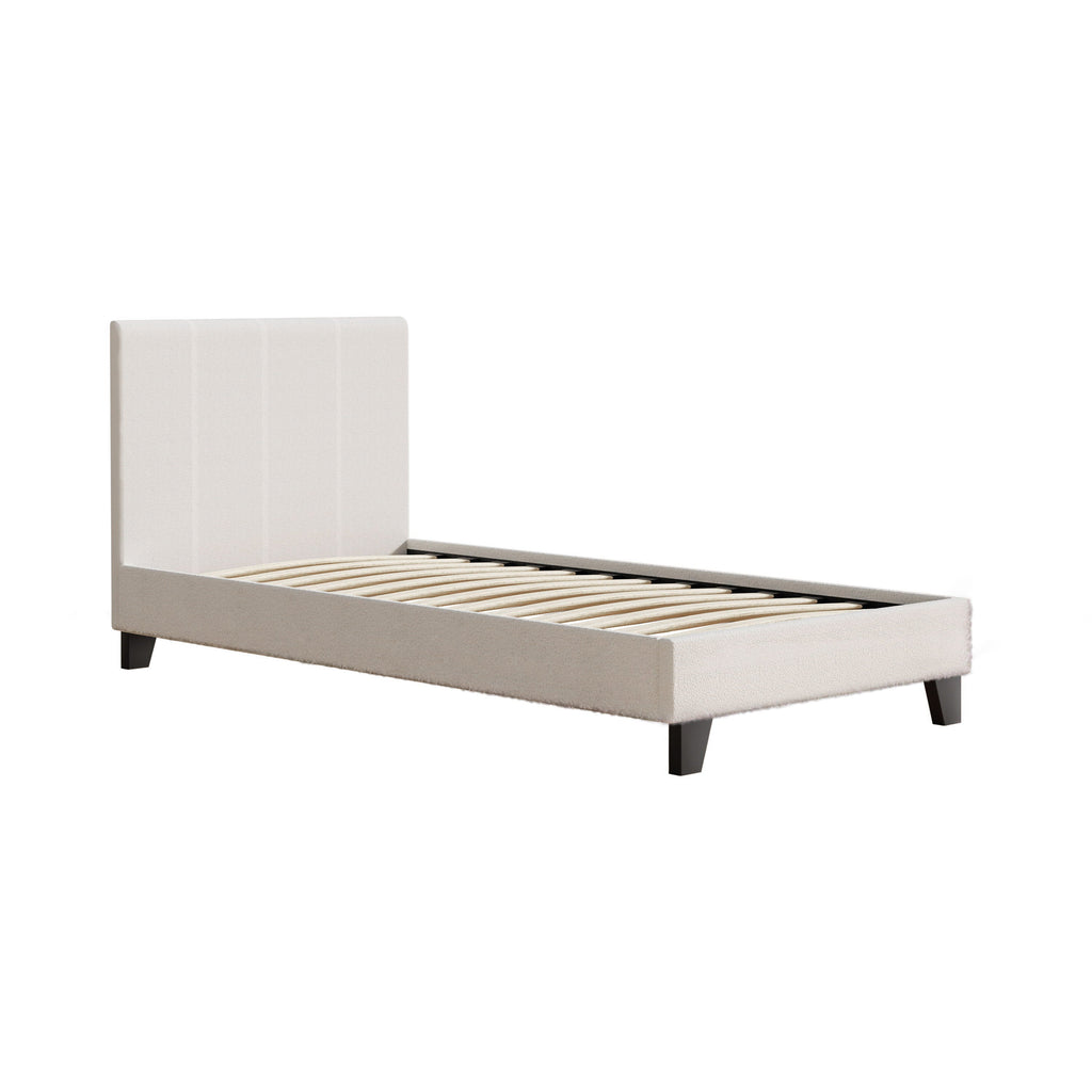 Artiss Bed Frame Single Size Boucle Fabric Mattress Base Platform Wooden-0