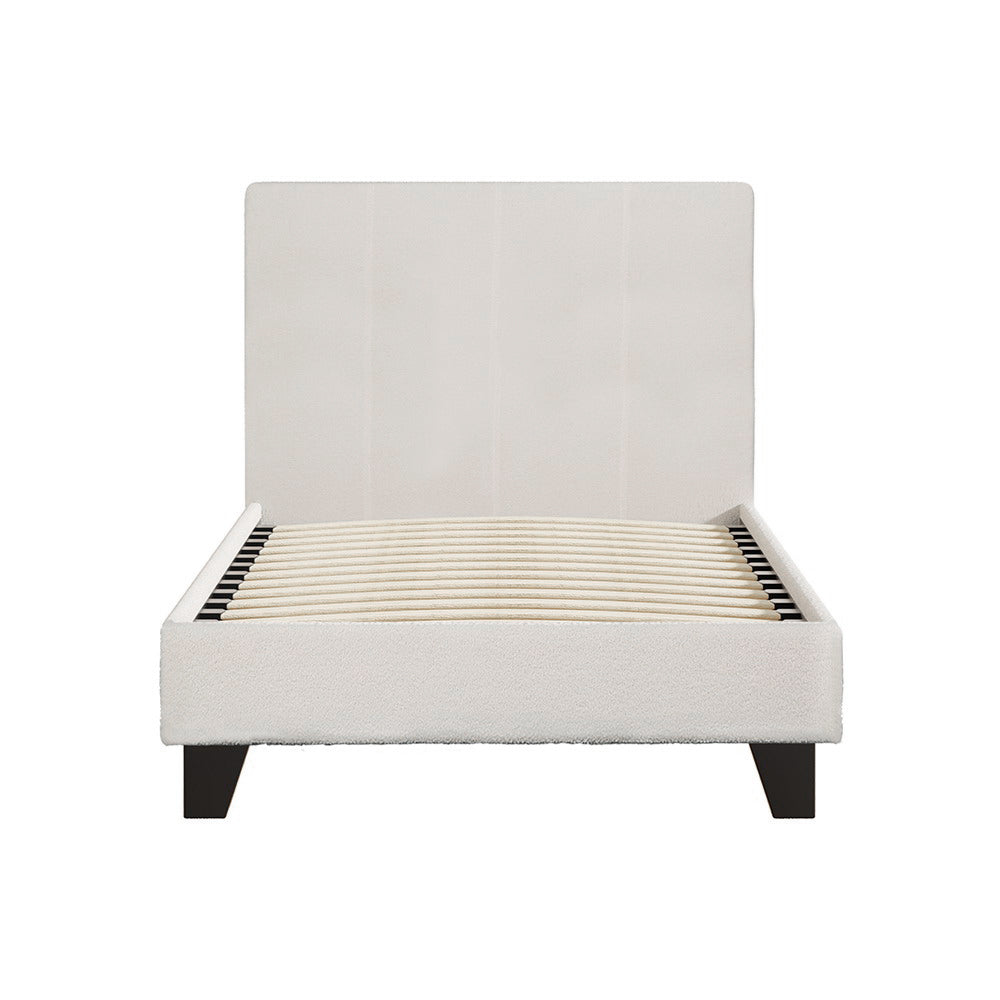 Artiss Bed Frame Single Size Boucle Fabric Mattress Base Platform Wooden-2