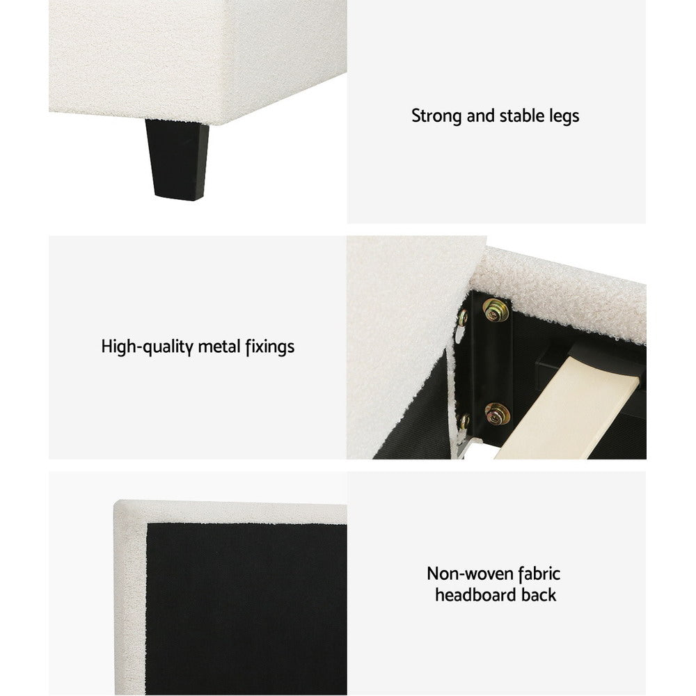 Artiss Bed Frame Single Size Boucle Fabric Mattress Base Platform Wooden-6