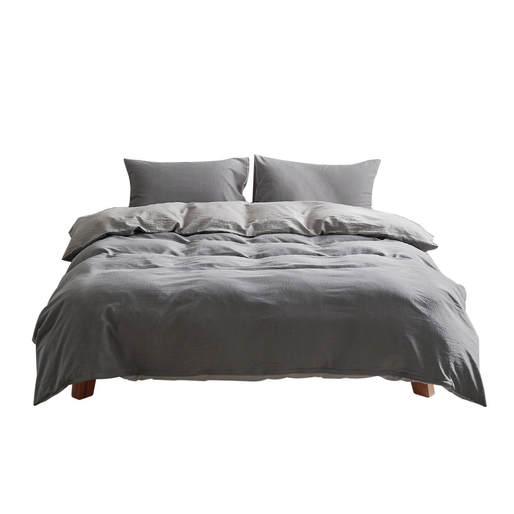 Washed Cotton Quilt Set Grey Double in Malaga Perth Western Australia