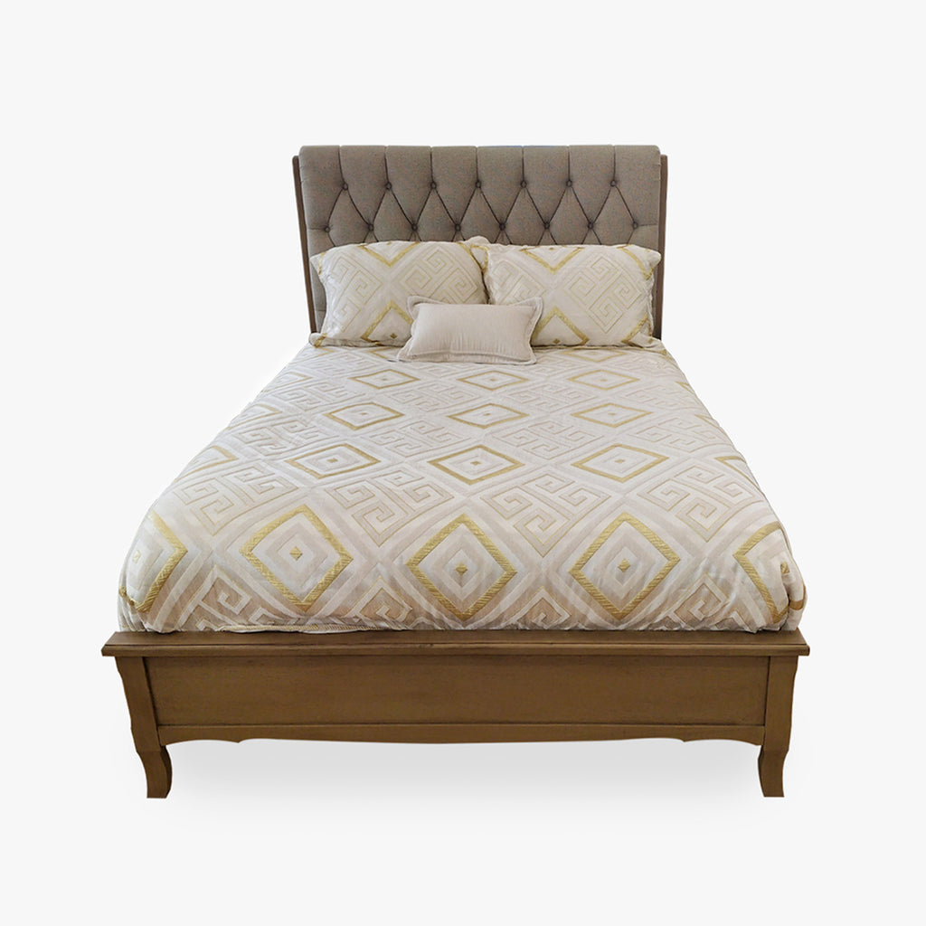 Celeste Wood Bedframe with Upholstered Tufted Headboard in Malaga Perth Western Australia Queen King Size