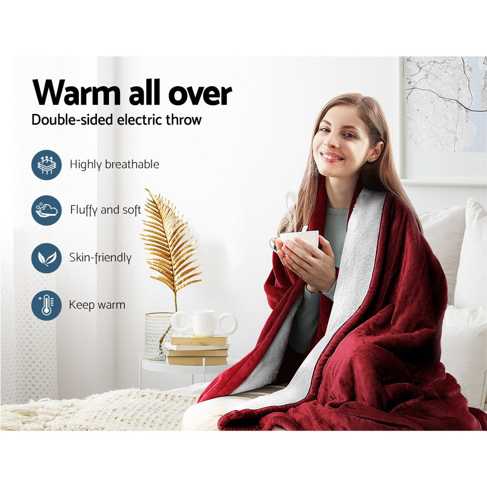 Electric Throw Rug Heated Blanket Washable Snuggle Flannel Winter Red Comfort in Malaga Perth Western Australia