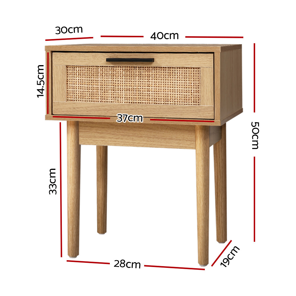 Rattan Wood Bedside Table Drawer Storage Cabinet Nightstand in Malaga Perth Western Australia