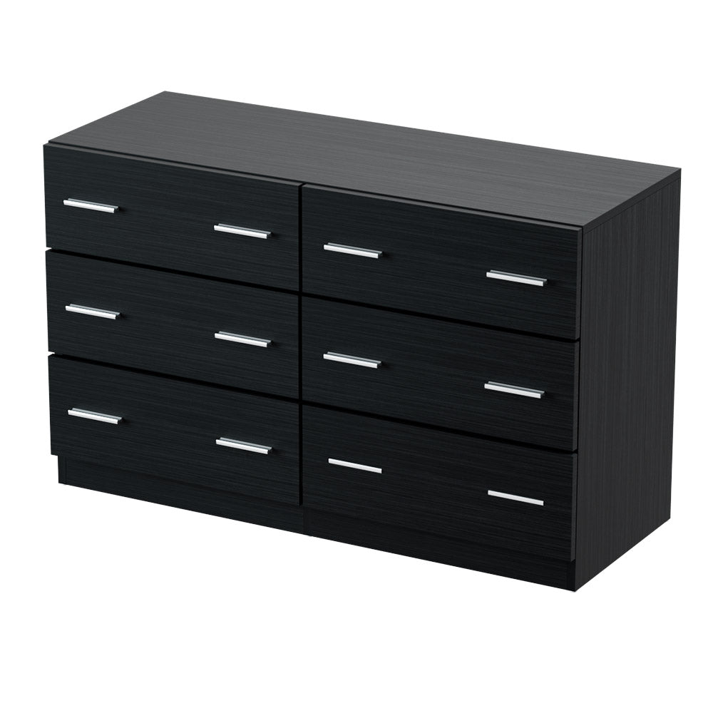 Artiss 6 Chest of Drawers Cabinet Dresser Table Tallboy Lowboy Storage Black-3