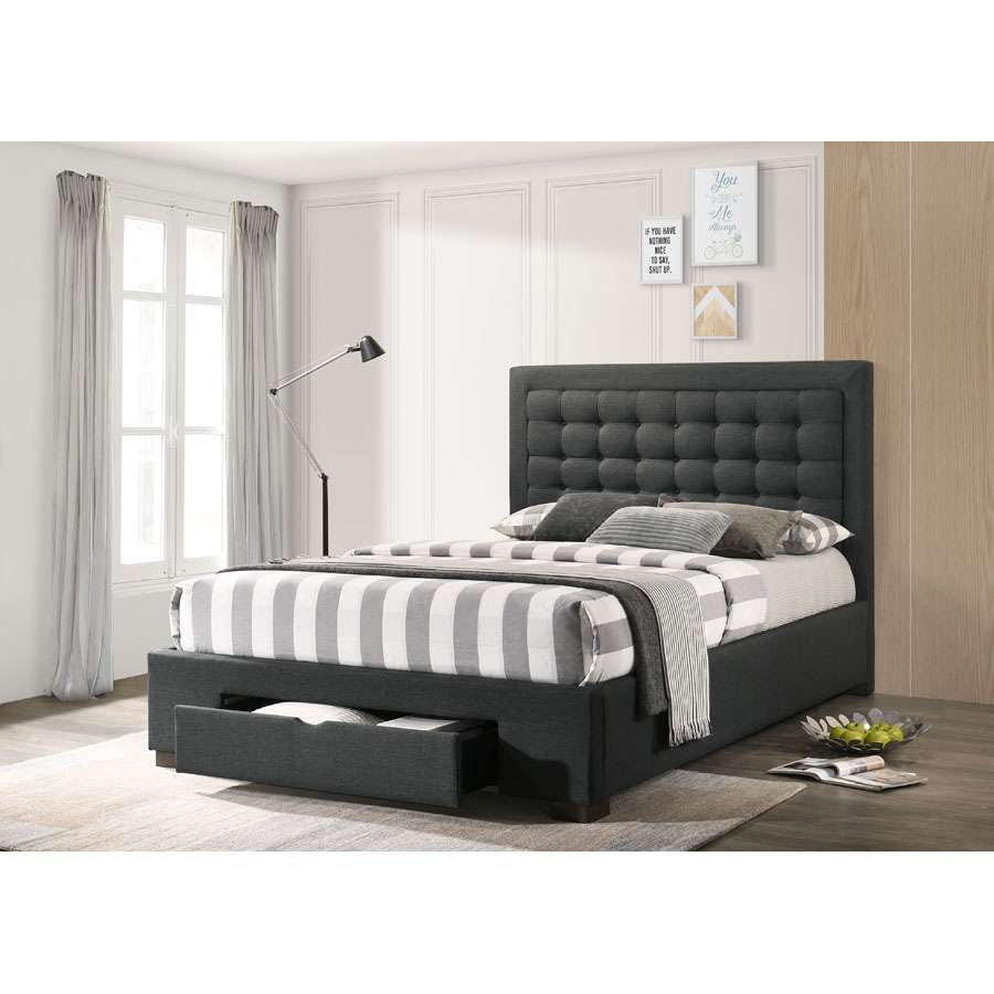 Jordan Upholstered Bedframe with Underbed Drawer in Malaga Perth Western Australia contemporary premium fabric Double Queen King
