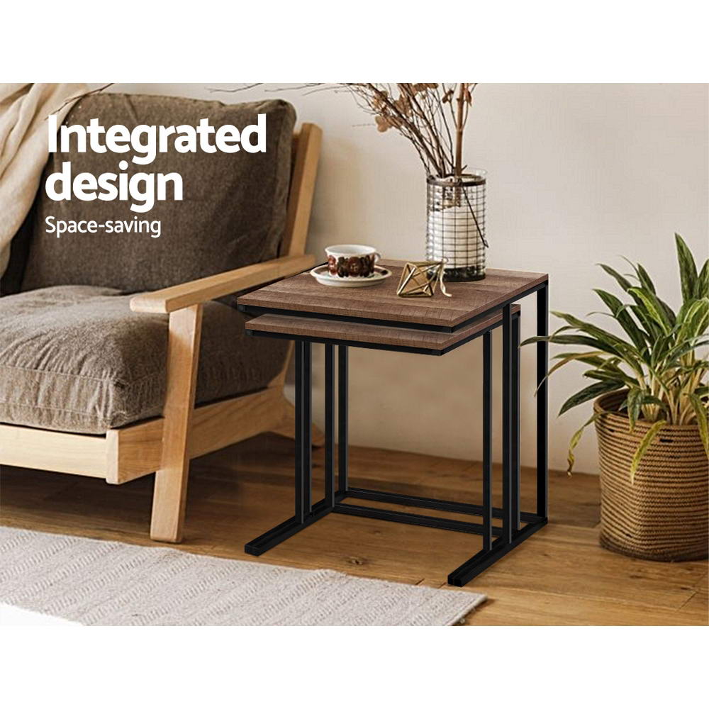 Coffee Table Nesting Side Tables Wooden Rustic Vintage Metal Frame in Malaga Perth Western Australia