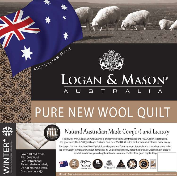 Logan & Mason Pure New Wool Quilt 300GSM 300T in Malaga Perth Western Australia Single Double Queen King Size