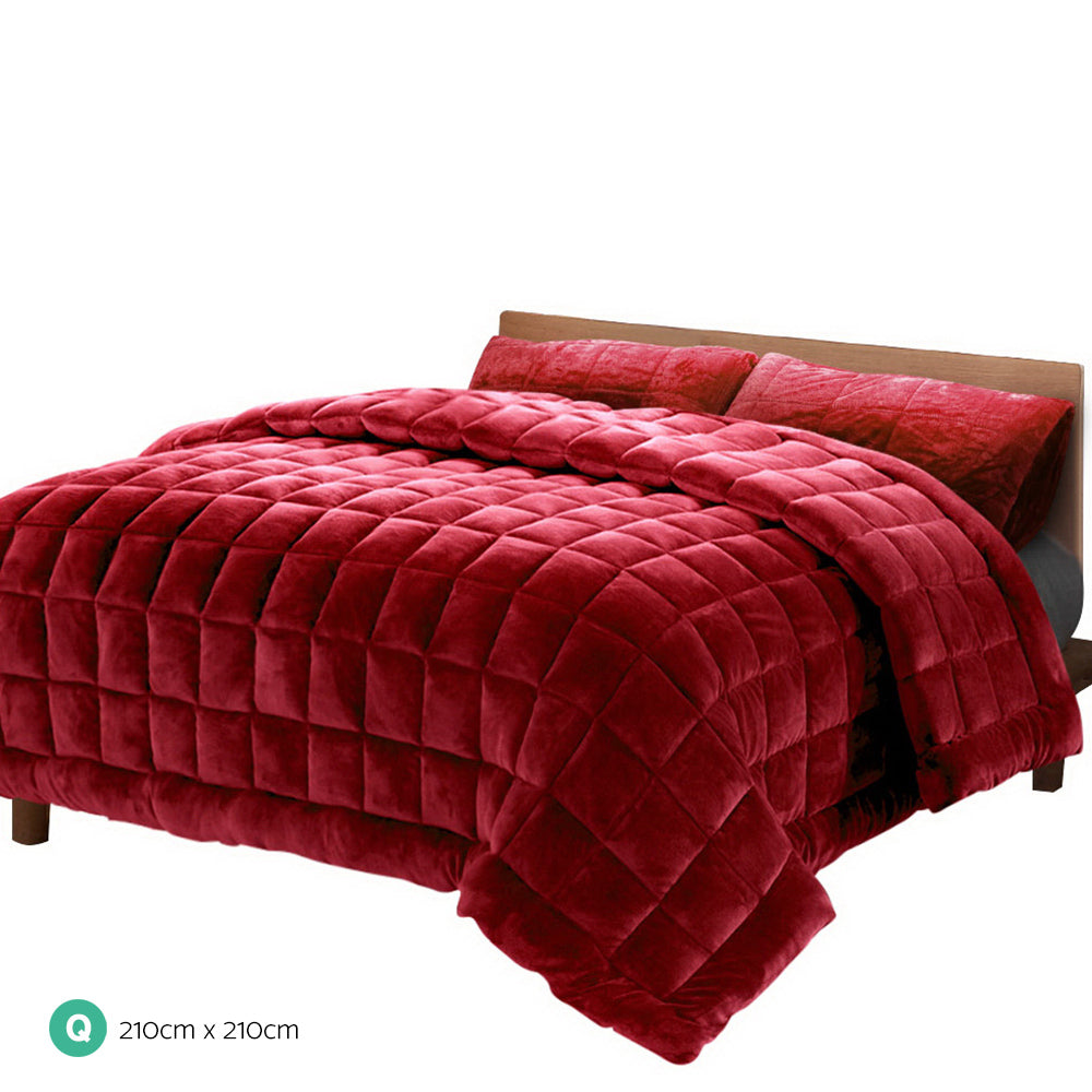 Bedding Faux Mink Quilt Queen Size Burgundy Comfort Bed in Malaga Perth Western Australia