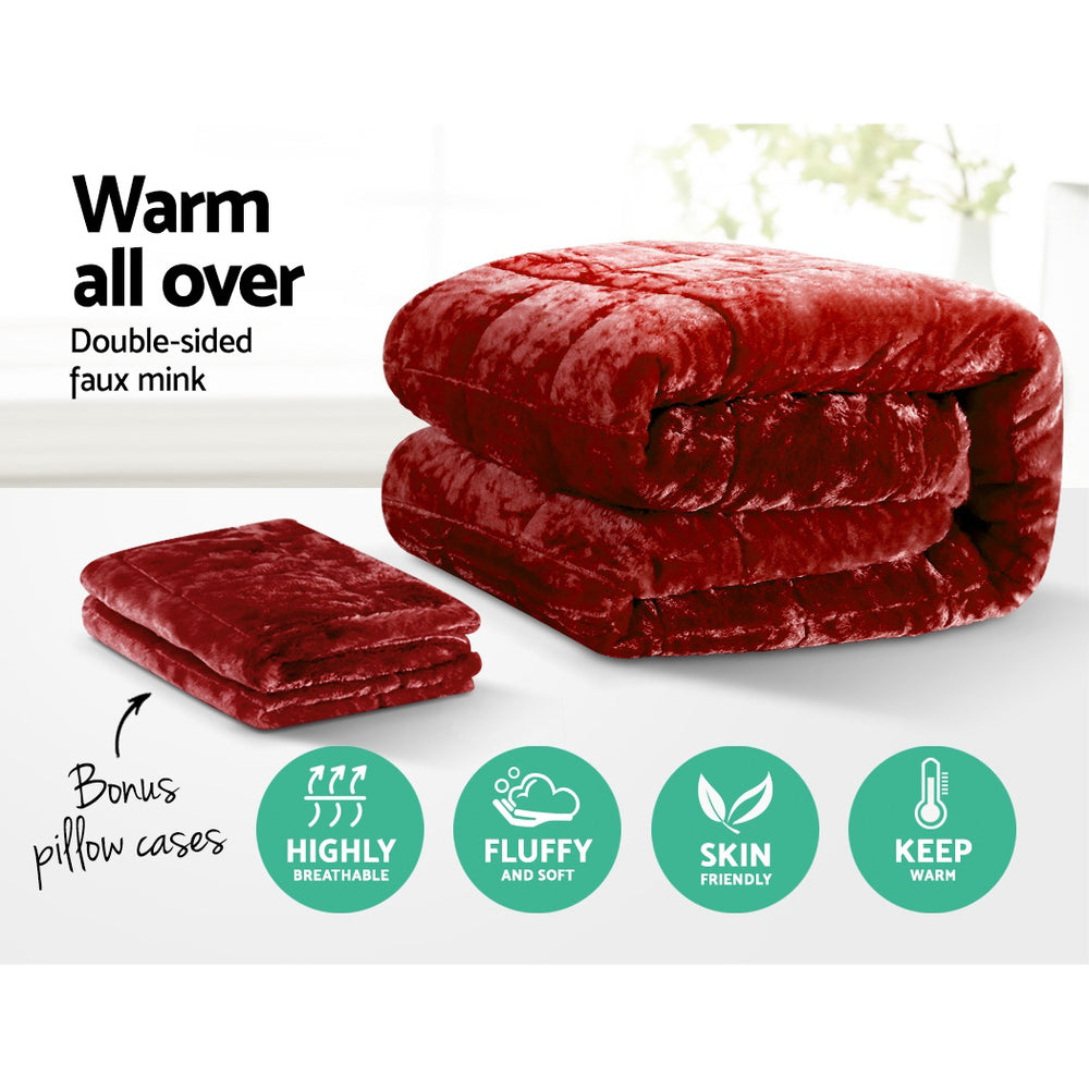 Bedding Faux Mink Quilt Queen Size Burgundy Comfort Bed in Malaga Perth Western Australia