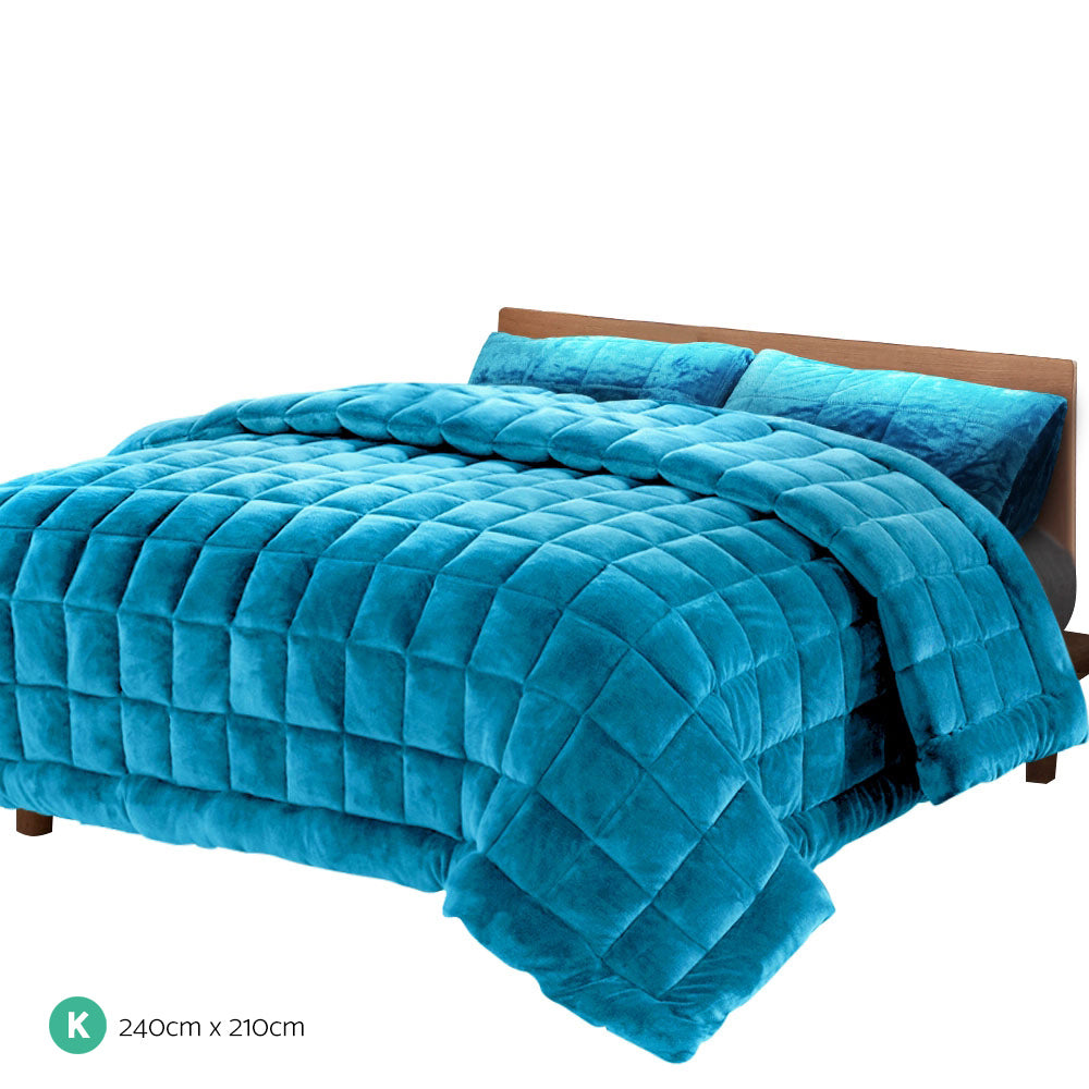 Bedding Faux Mink Quilt Set King Size Teal Comfort Bed in Malaga Perth Western Australia