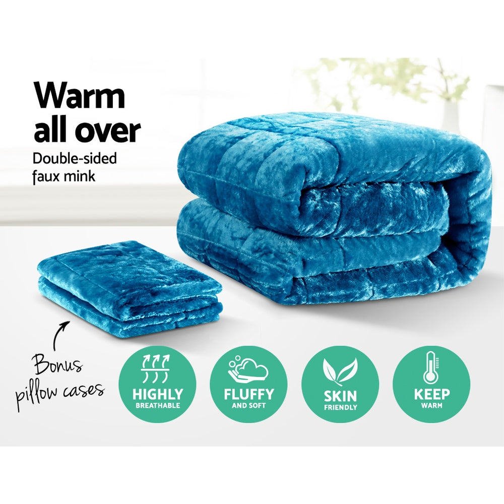 Bedding Faux Mink Quilt Set King Size Teal Comfort Bed in Malaga Perth Western Australia