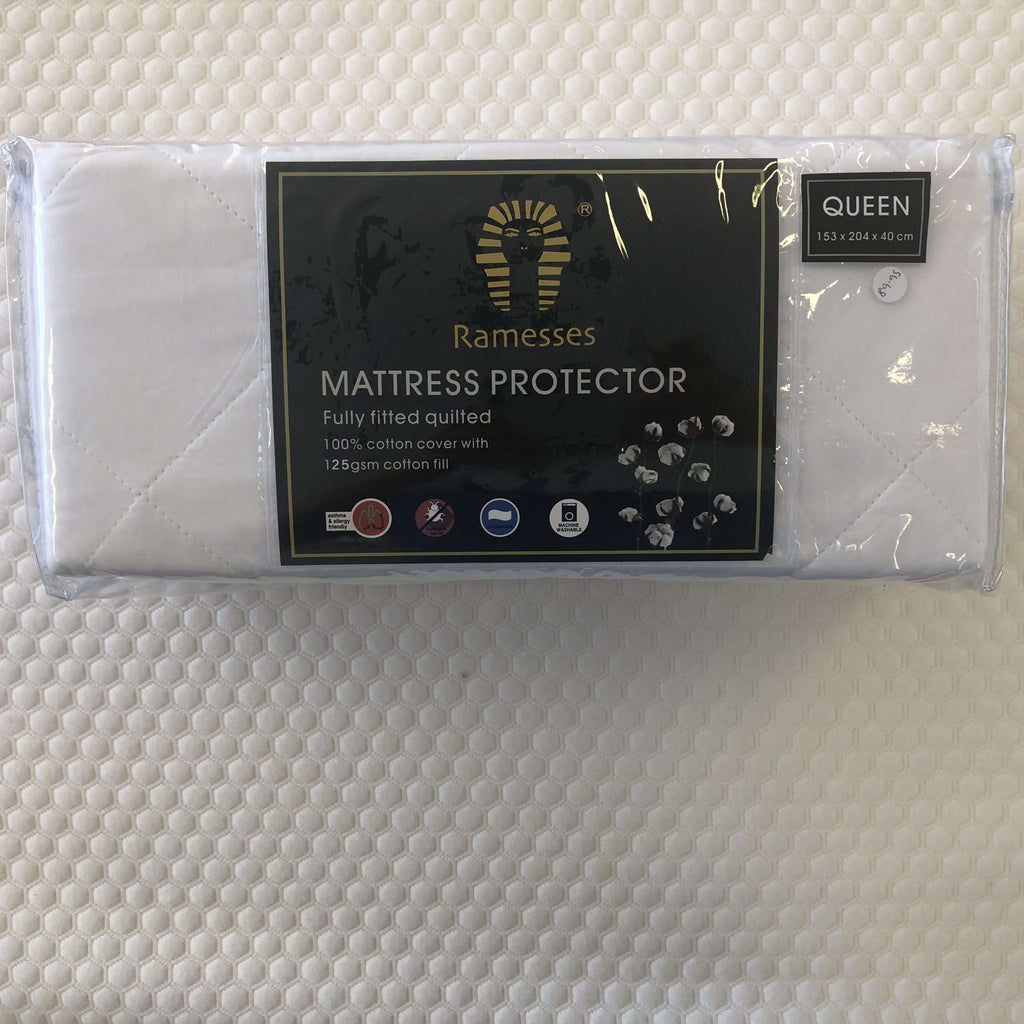 Ramesses 100% Cotton Fitted Quilted Mattress Protector in Malaga Perth Western Australia Hypoallergenic Single Double Queen King