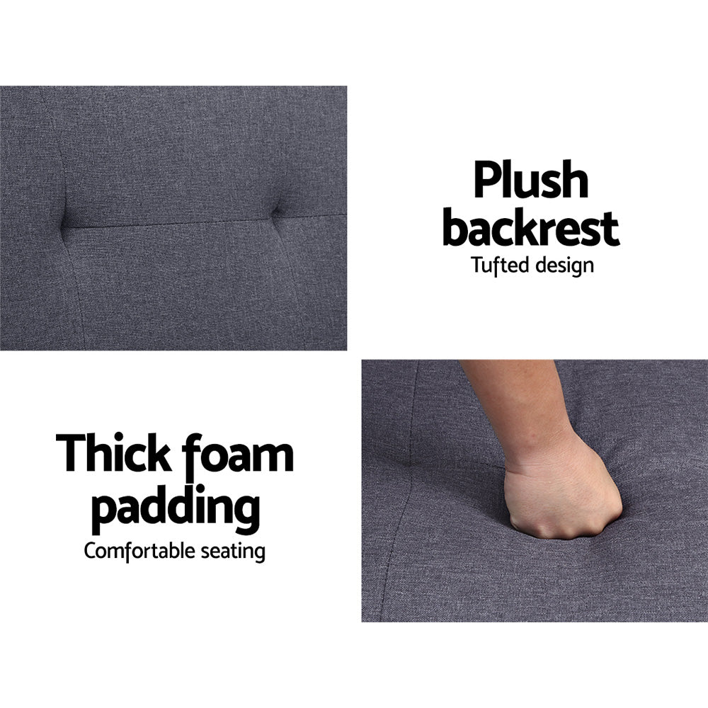 Linen Fabric Seater Sofa Bed Comfort Slumber Recliner Futon Dark Grey in Malaga Perth Western Australia