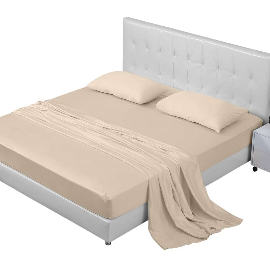 DreamZ 4 Pcs Natural Bamboo Cotton Bed Sheet Set in Size King Ivory in Malaga Perth Western Australia Pillowcase
