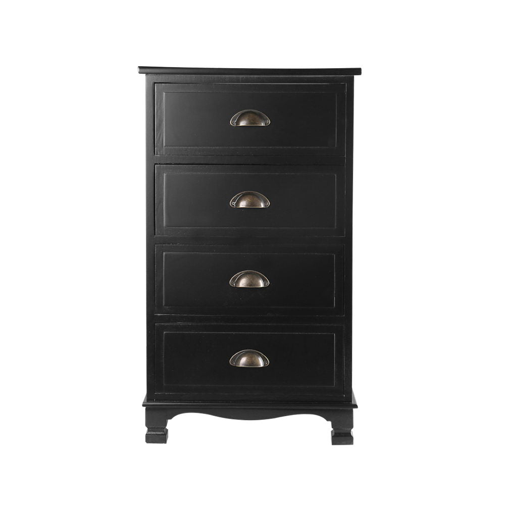 Vintage Bedside Table Chest Drawers Storage Cabinet Nightstand Black in Malaga Perth Western Australia