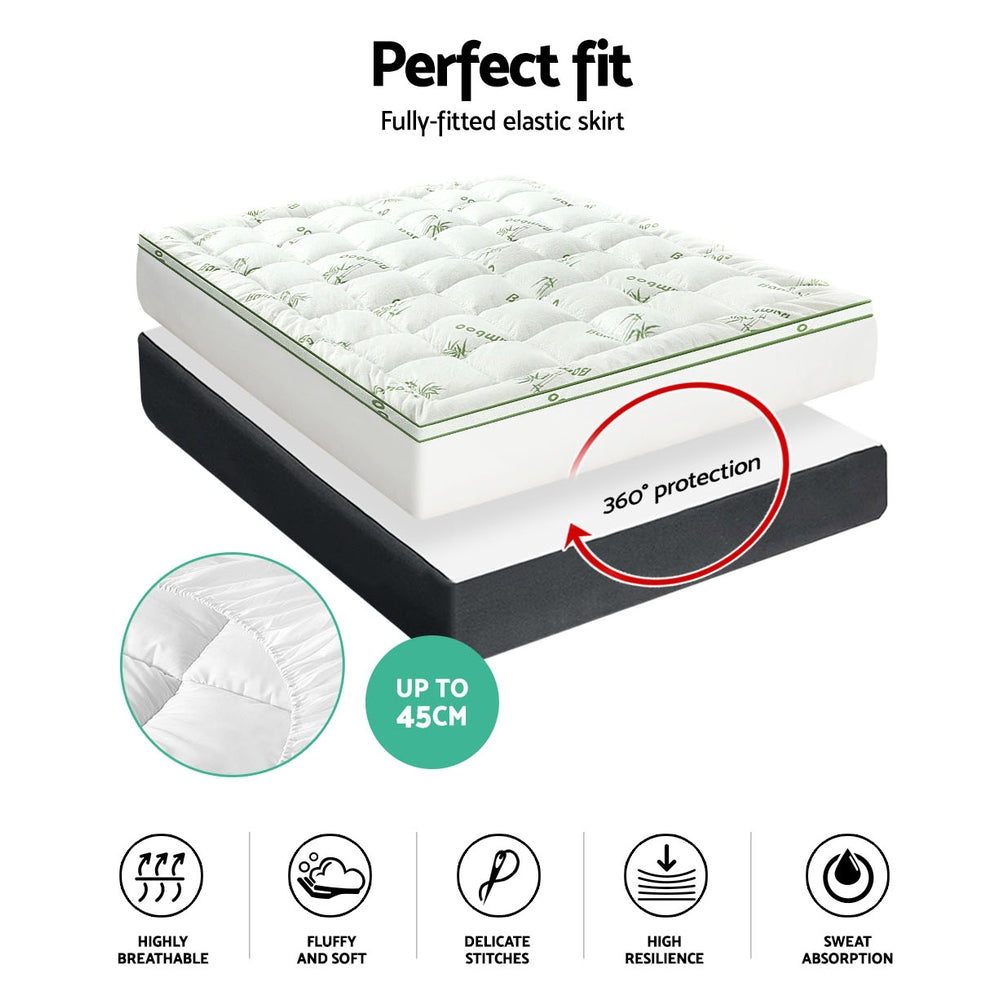 Pillowtop Topper Mattress Toppers Bamboo Fabric Fibre Bed Pad Protector King Comfort in Malaga Perth Western Australia