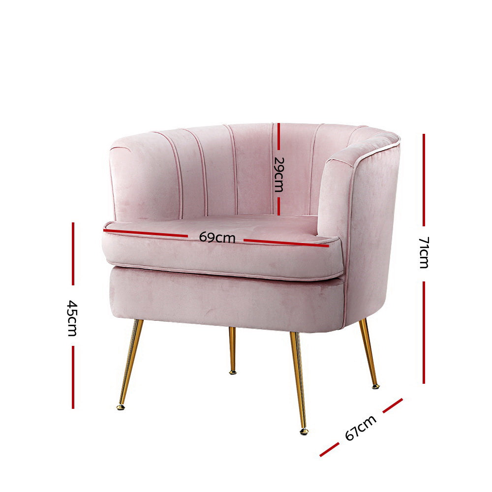 Artiss Armchair Lounge Chair Accent Armchairs Sofa Chairs Velvet Pink Couch in Malaga Perth Western Australia