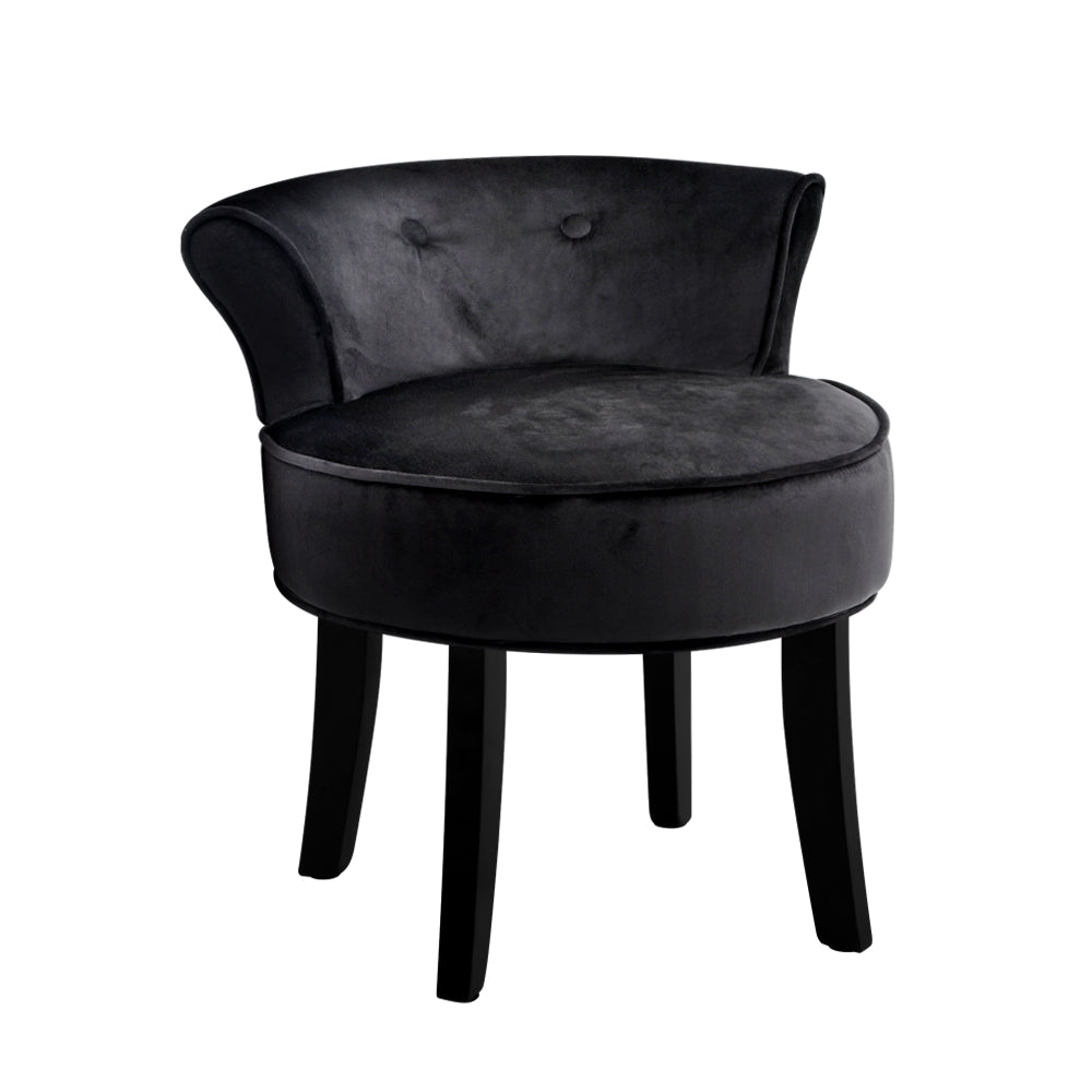 black velvet vanity stool backrest elegant chair malaga perth western australia