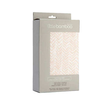 Little Bamboo Jersey Fitted Sheet Cot Size - Herringbone Pink