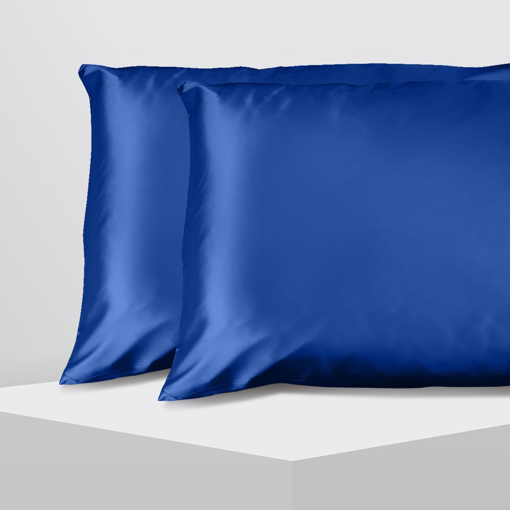 Casa Decor Luxury Satin Pillowcase Twin Pack Size With Gift Box Luxury - Navy Blue-2