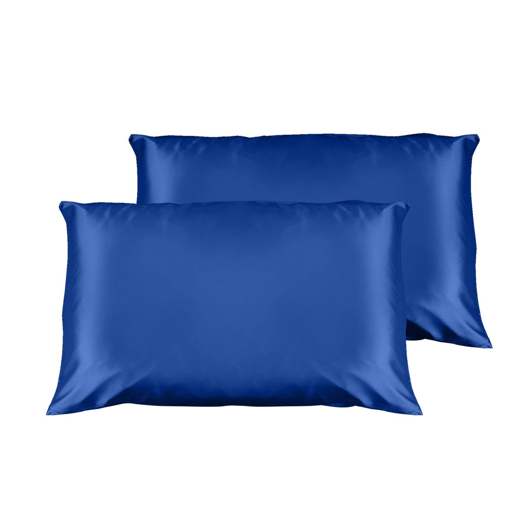 Casa Decor Luxury Satin Pillowcase Twin Pack Size With Gift Box Luxury - Navy Blue-0