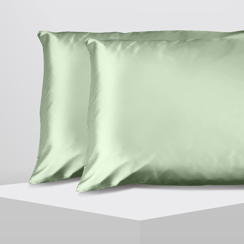 Casa Decor Luxury Satin Pillowcase Twin Pack Size With Gift Box Luxury - Sage Green-2