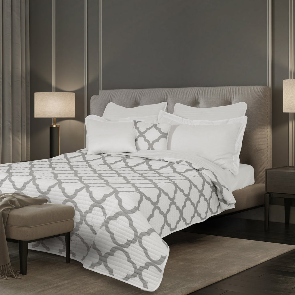 Royal Comfort Bamboo Cooling Reversible 7 Piece Comforter Set Bedspread - King - White-3